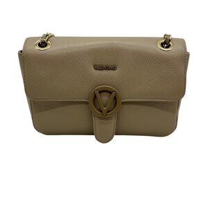 Valentino Mario Taupe Pebbled Leather Shoulder Bag